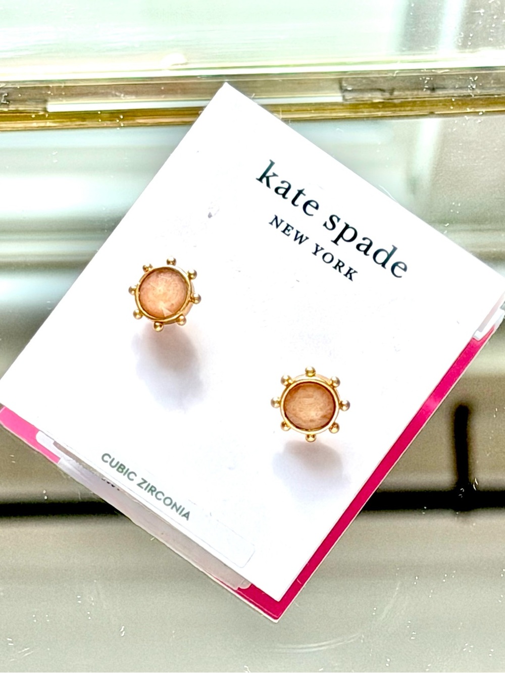 Kate Spade New York Flying Colors Bezel Stud Earrings with Peach Center